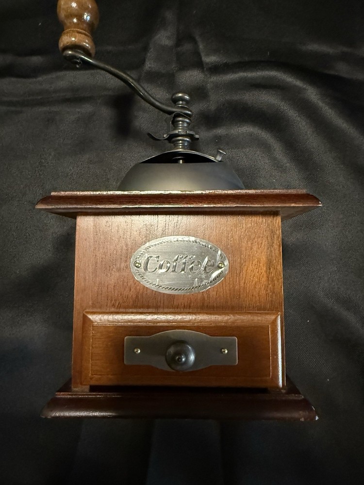 Manual Coffee Grinder Modern Burr Wood Brown Small Easy Solid Portable Kitchen