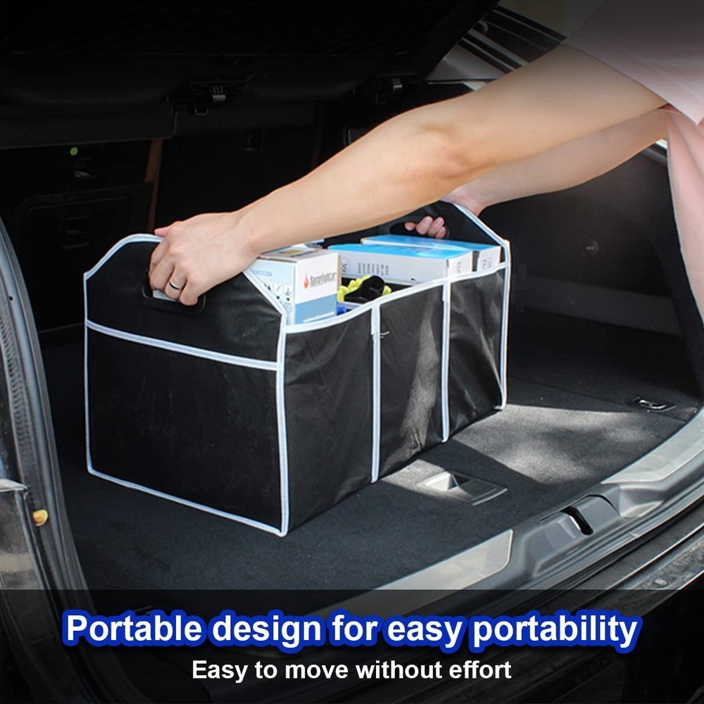 Car Trunk Organizer, Portable Foldable Waterproof Auto Storage Small, Black