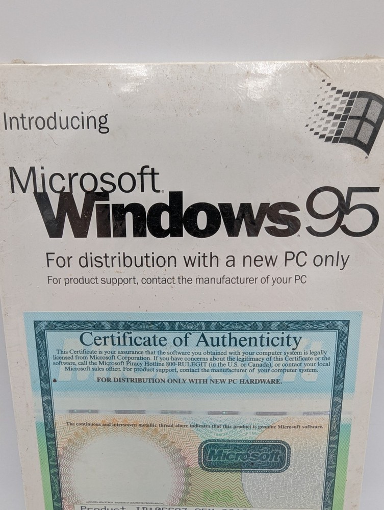 Microsoft Windows 95 Full Operating System 3.5" CD Manual & Product ID NEW