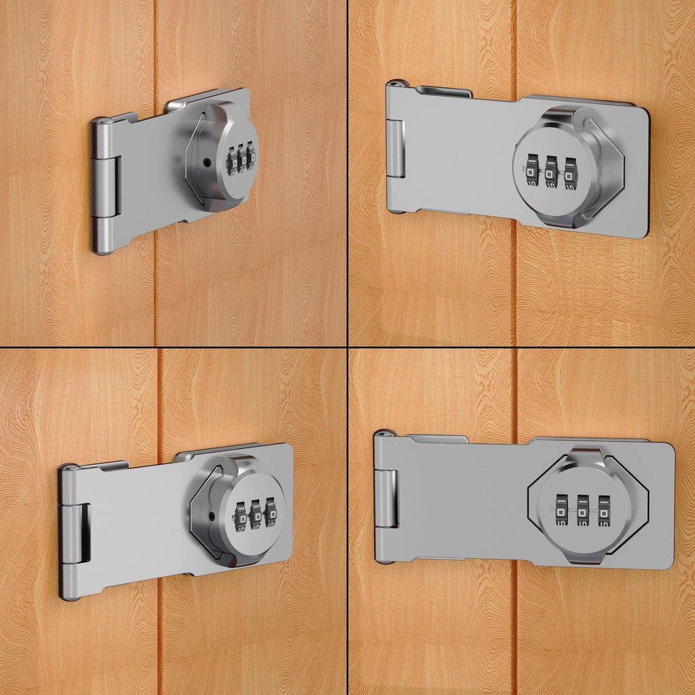 Keyless Combination Lock 3-Digit for Doors Drawers Twist Knob Silver