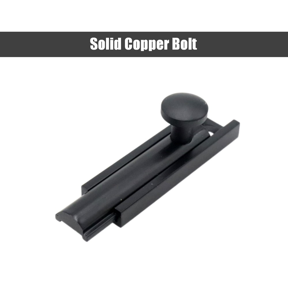 2 Inch Solid Copper Surface Bolt, Copper Slide Lock, Cabinet Surface Bolt wit...