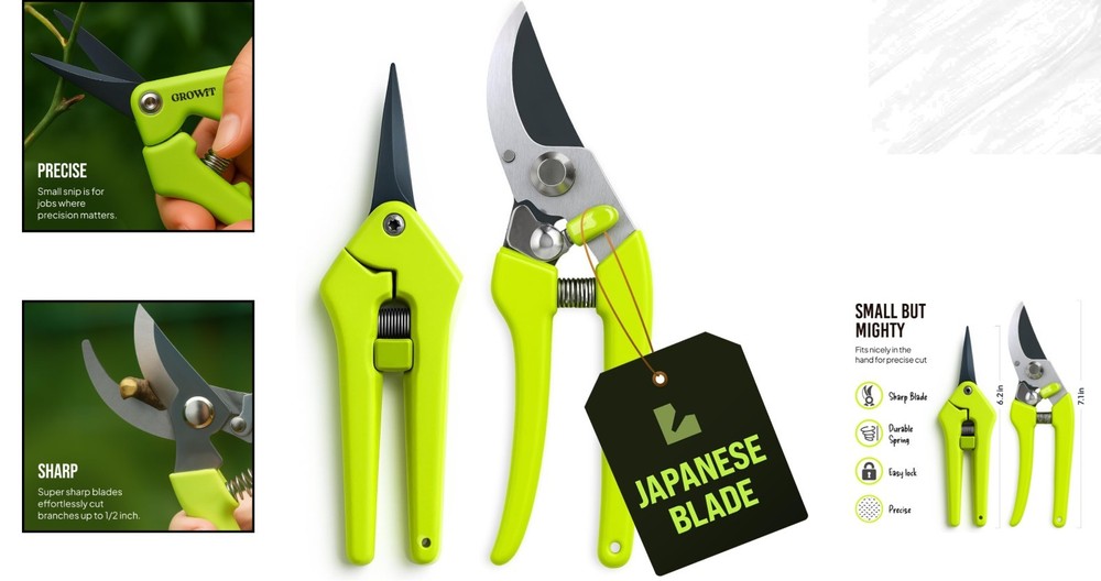Ergonomic 2-Pack Pruning Shears with Safety Lock - Ideal for Easy Gardening