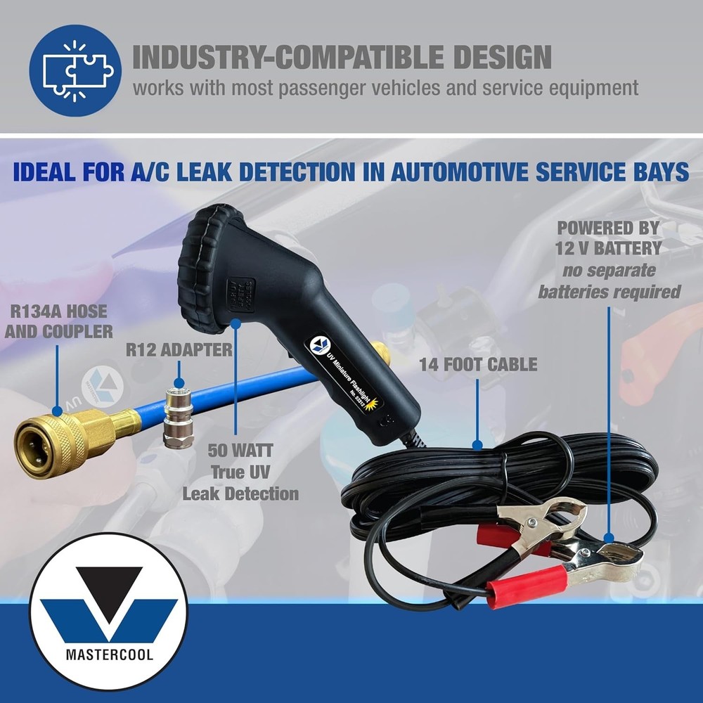 Professional UV Leak Detection Kit – 12V High-Intensity Light & Universal Dyes
