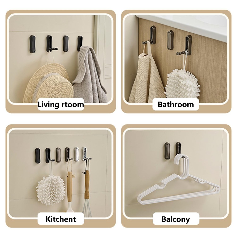 4PCS Foldable Wall Hook, Alloy Flip Down Hook with Screws, Heavy Duty Foldabl...