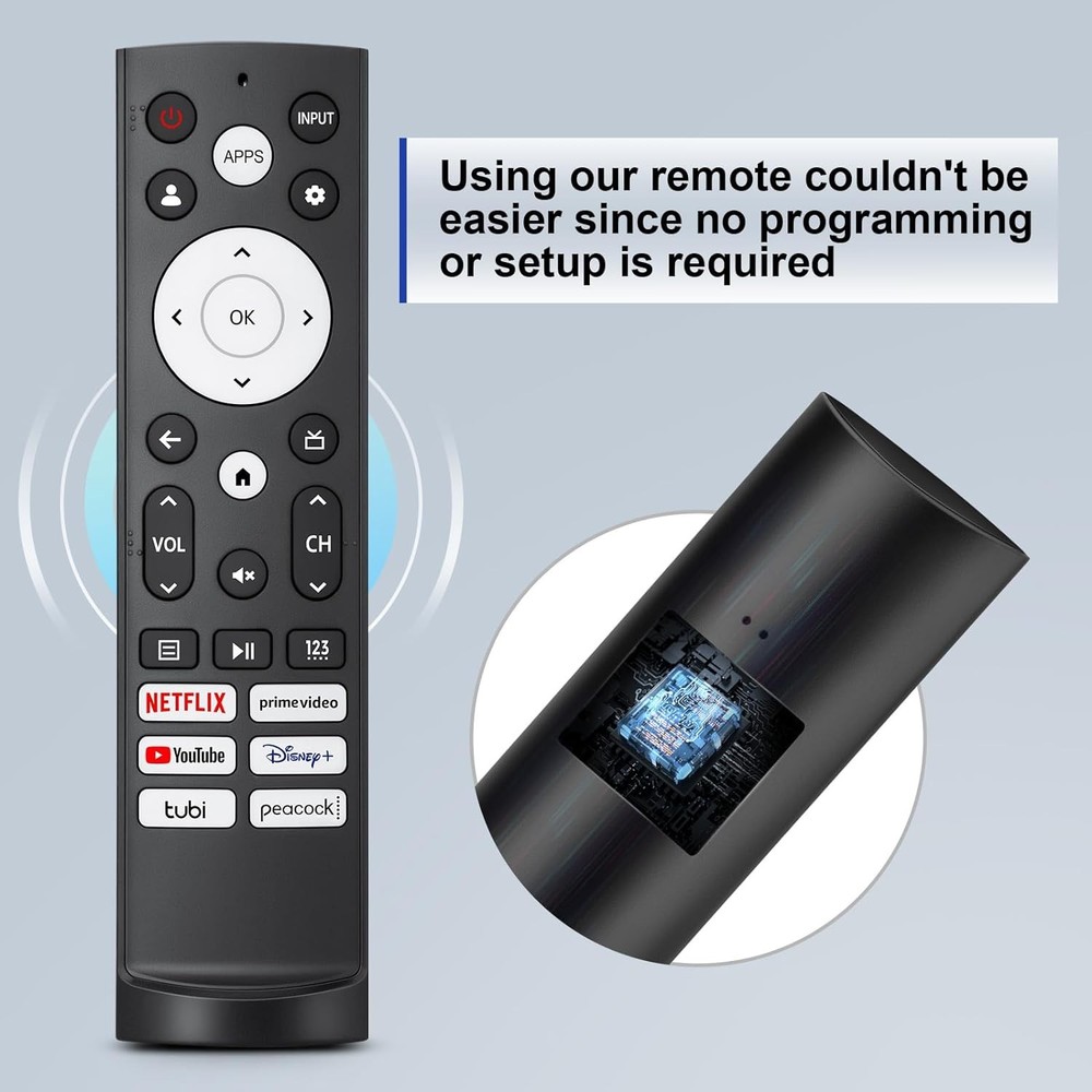 Replacement Remote Control for Hisense Smart TV Remote, black