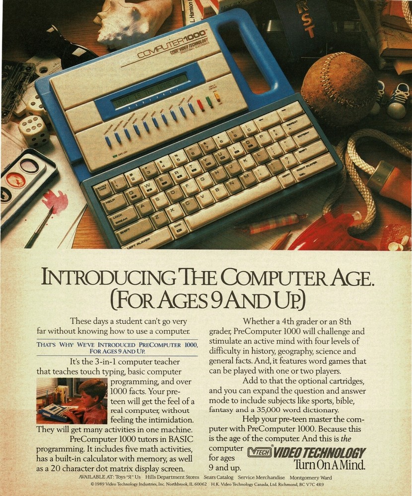 1990 VTECH PreComputer 1000 Vintage Print Ad