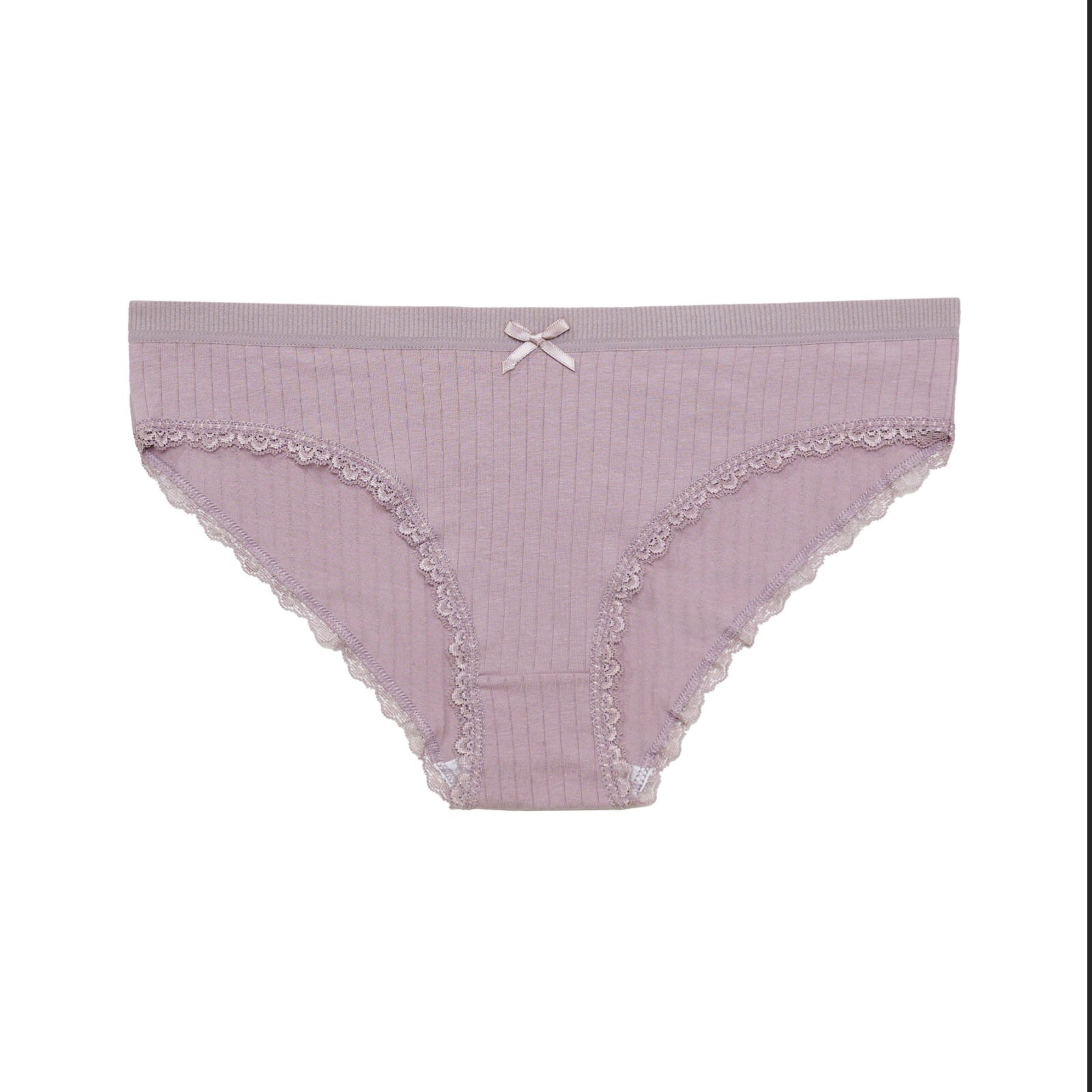 Nabtos Ribbed Cotton Bikini Panties Women Underwear Lace Trim Low Rise Pack 6