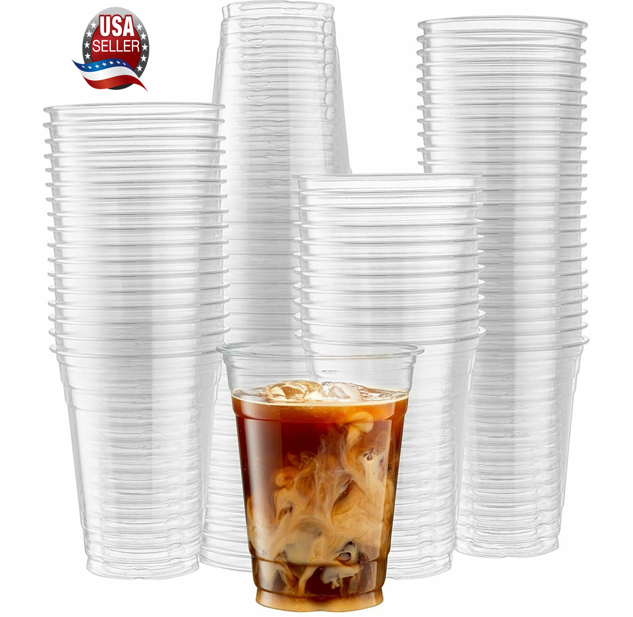 PET Clear Plastic Cups With Lids and Straws For Cold Drinks at Parties