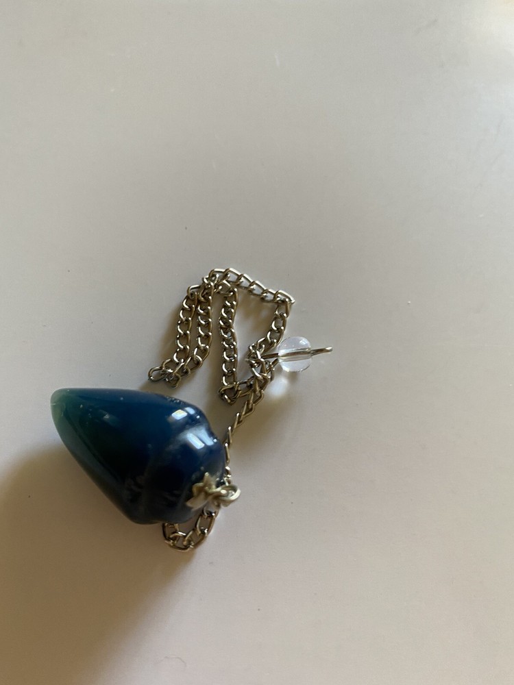 Blue Onyx & Quartz Bead dowsing crystal pendulum