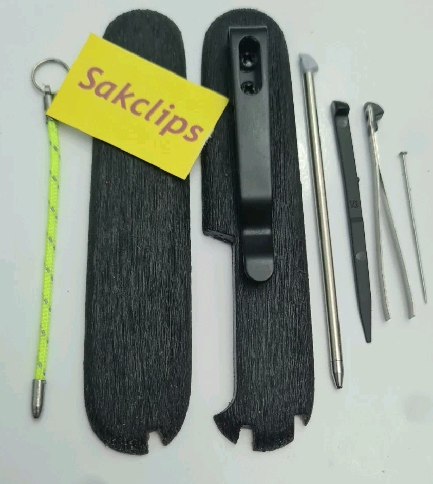 Custom Modified deep Grain Victorinox 91mm  Scales with clip + Toolset + dangler