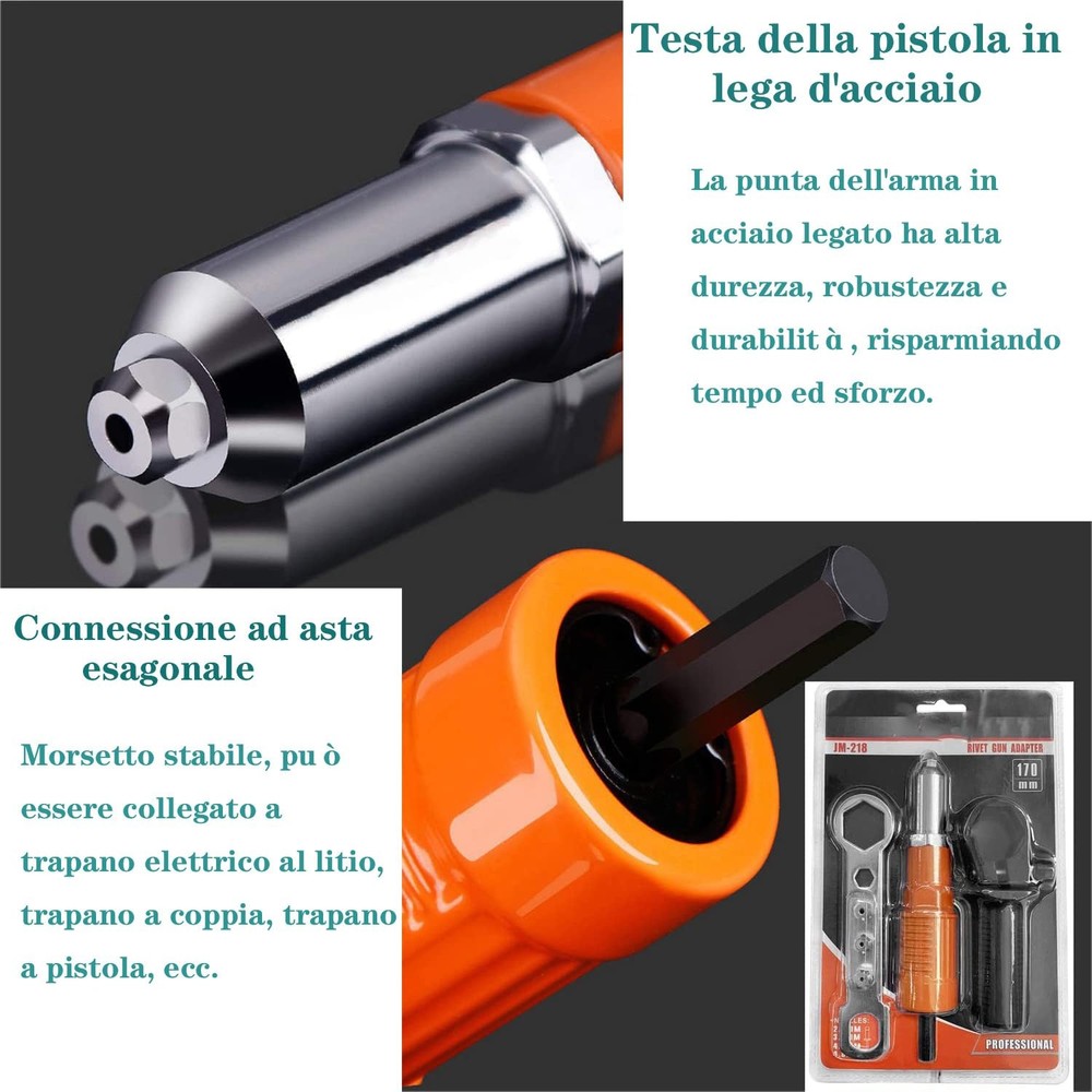 Adapter Set for Electric Rivet Drill - Power Tool for Rivnut Nuts...