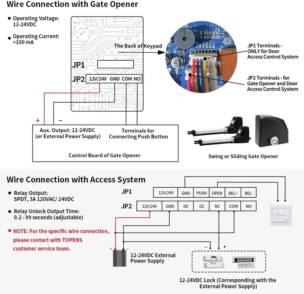 Topens TC175P Keyless Entry Door Access Control System Black Touch Panel DC 12V