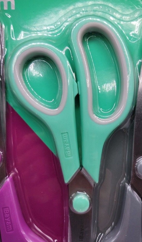 Scissors iBayam 8" Multipurpose Scissors Bulk 3-Pack Ultra Sharp Blade Shears