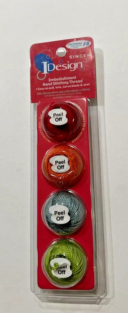 Singer IDESIGN Hand Sewing Thread 4 Balls EMBELLISHMENT HAND STITCHING RED GREEN