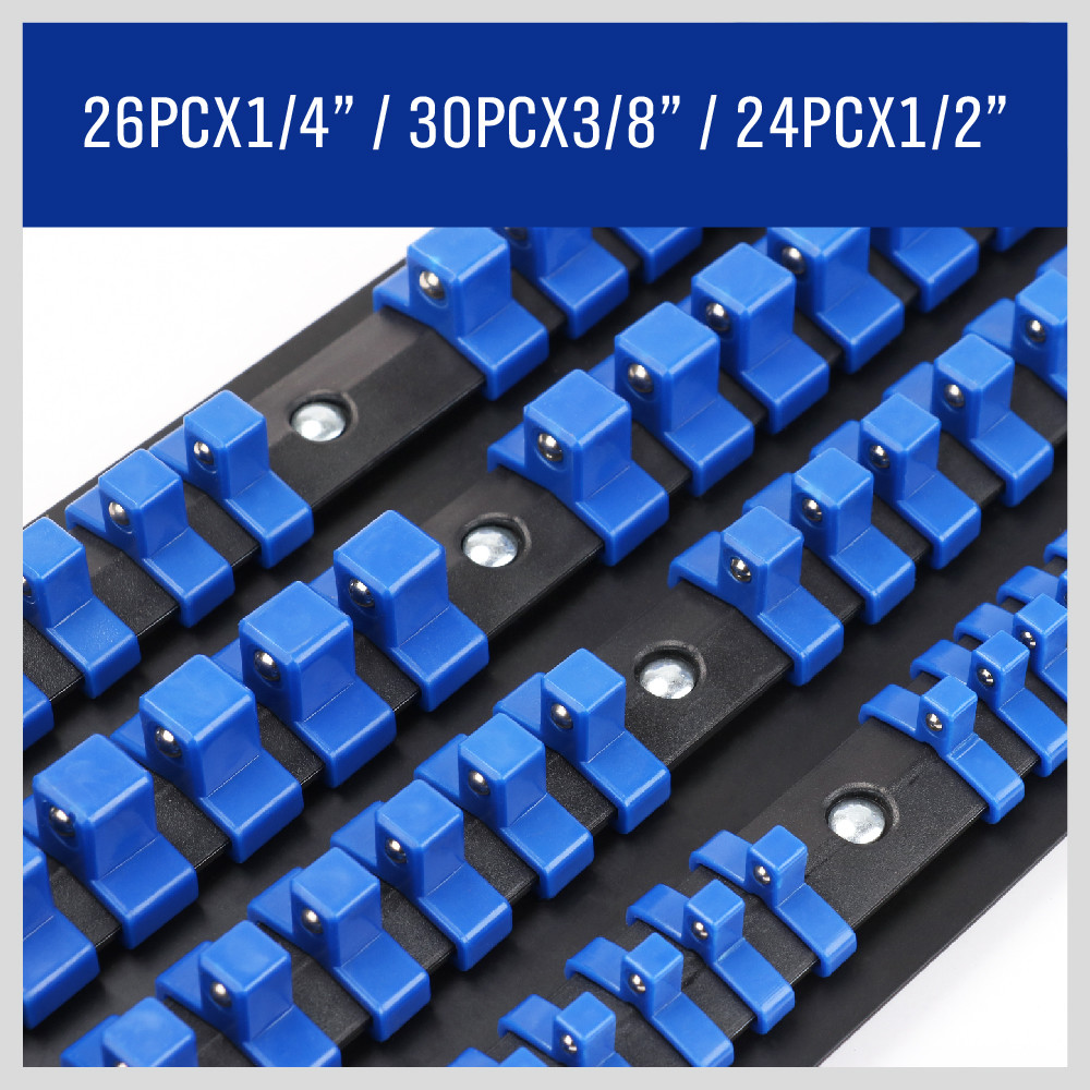 80 Industrial ABS Mountable Socket Storage Rail Rack Holder Organize 1/4 3/8 1/2