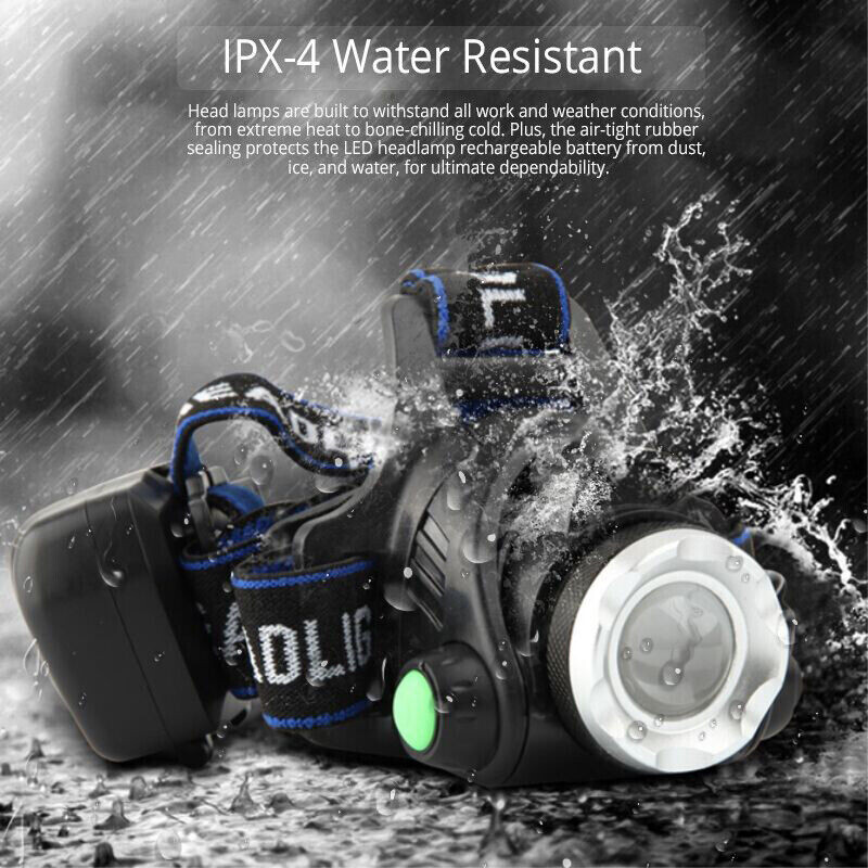 Bright LED Headlamp Rechargeable Headlight Zoomable Head Torch Lamp Flashlight