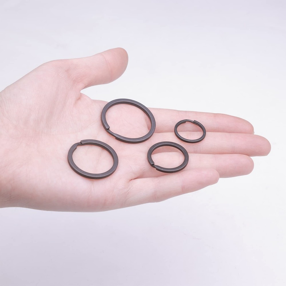 40 Pack Key Ring Keychain Mix 4 Sizes Black Metal Flat Split Key Chains Rings...