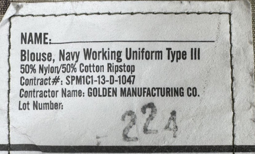 US Navy USN NWU Type III AOR2 Working Uniform Blouse Jacket 43 Regular