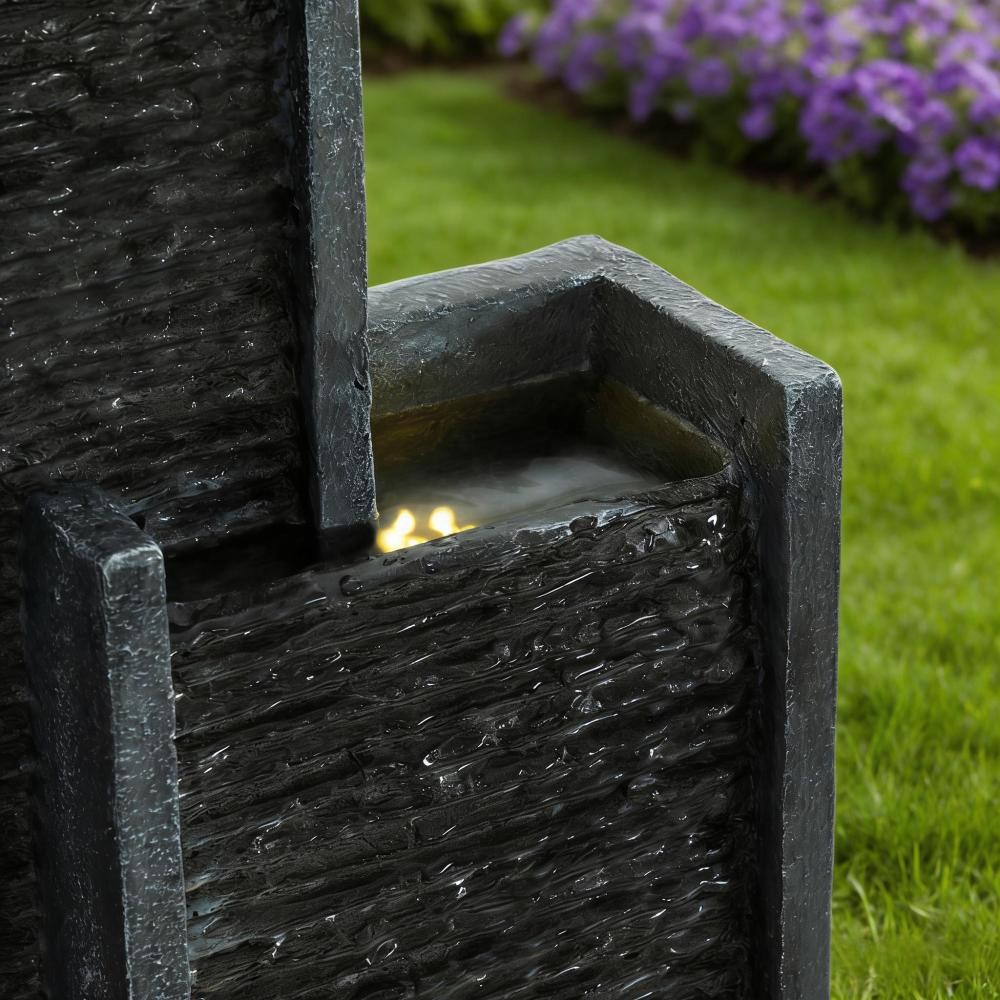 40 Inch Modern Outdoor Water Fountain Floor Standing Cascading Waterfall