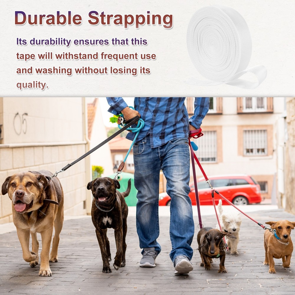 Nylon Webbing Strap, 22 Yards x 1-1/2" Polypropylene Flat Webbing Strap (White)