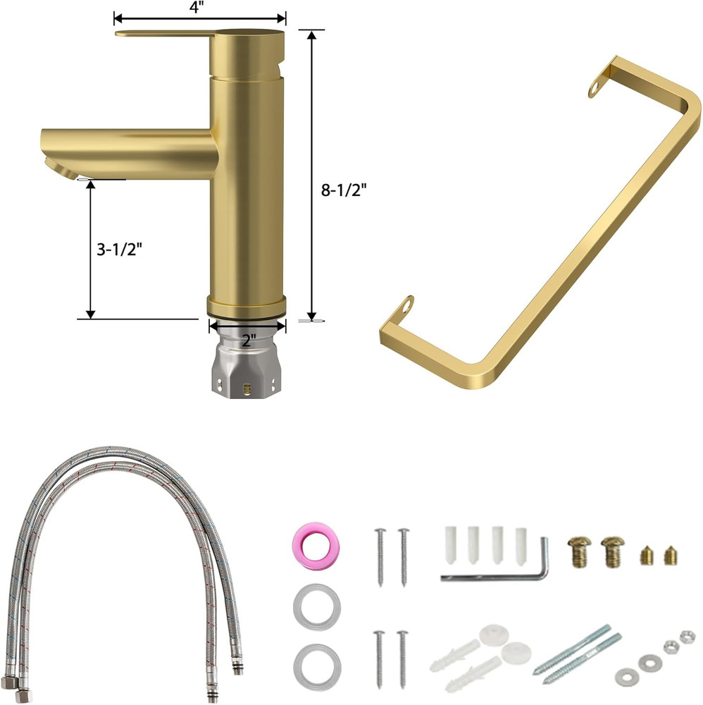 Modern 14" Wall-Mounted Rectangular Vessel Sink with Gold Faucet & Drain Combo