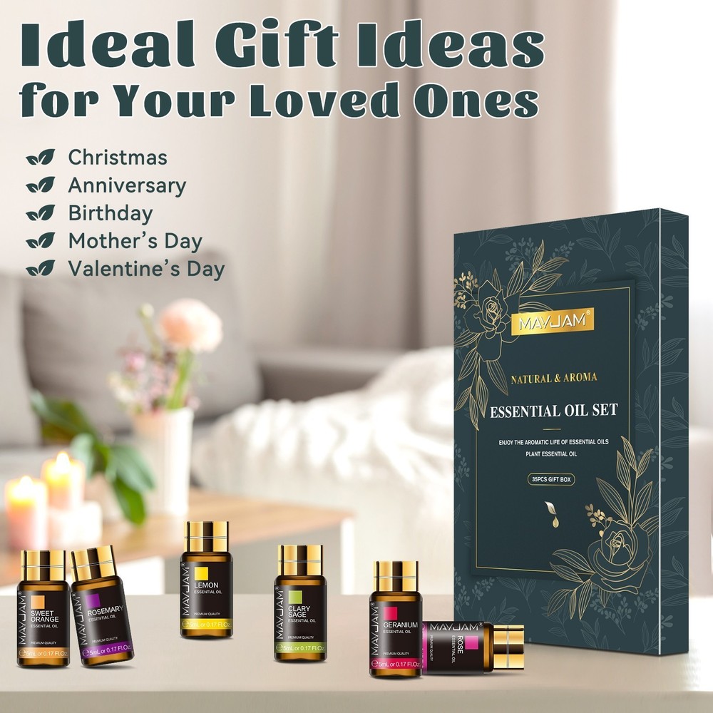 MAYJAM 70Pcs 5ml Essential Oil Set Aromatherapy Gift 100% Pure Oils for Diffuser