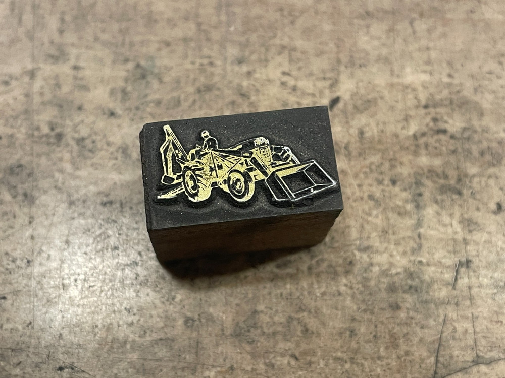 Printing Letterpress Printers Block Small Backhoe Construction Digging (1636)