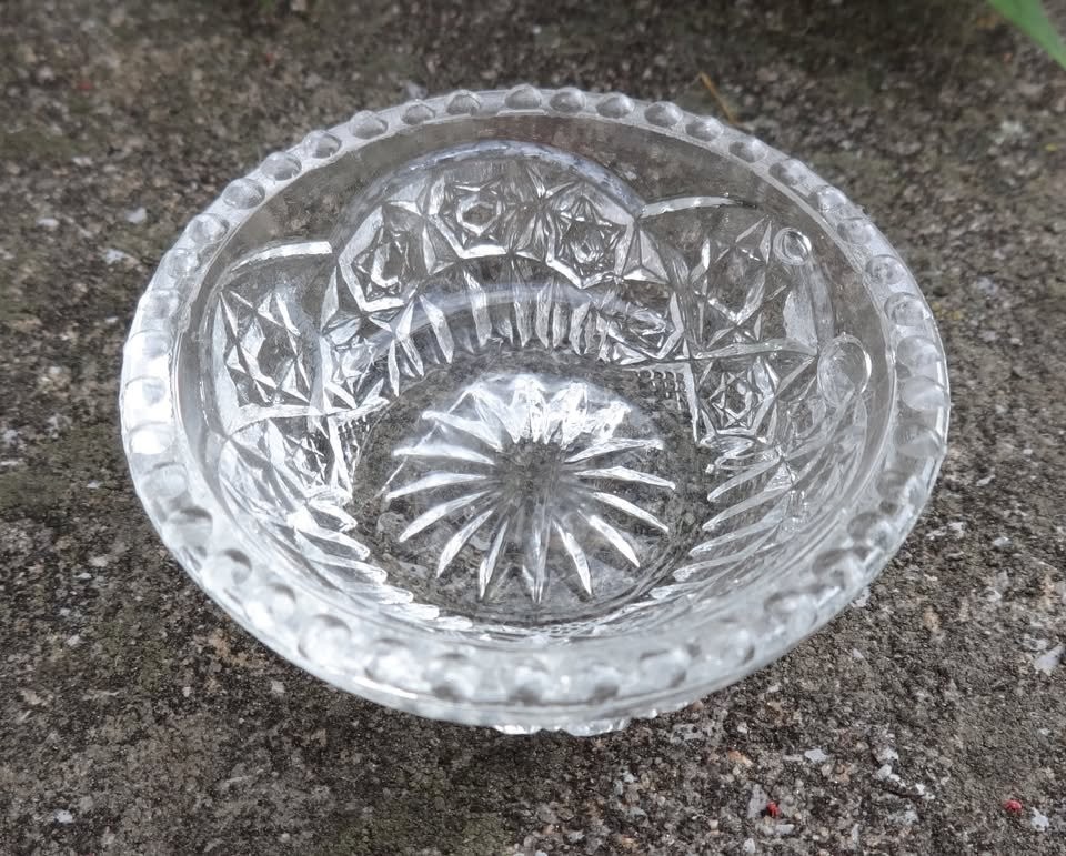 1905 Cambridge Wheat Sheaf Pattern Glass Open Salt Dip, Cellar, Dish!