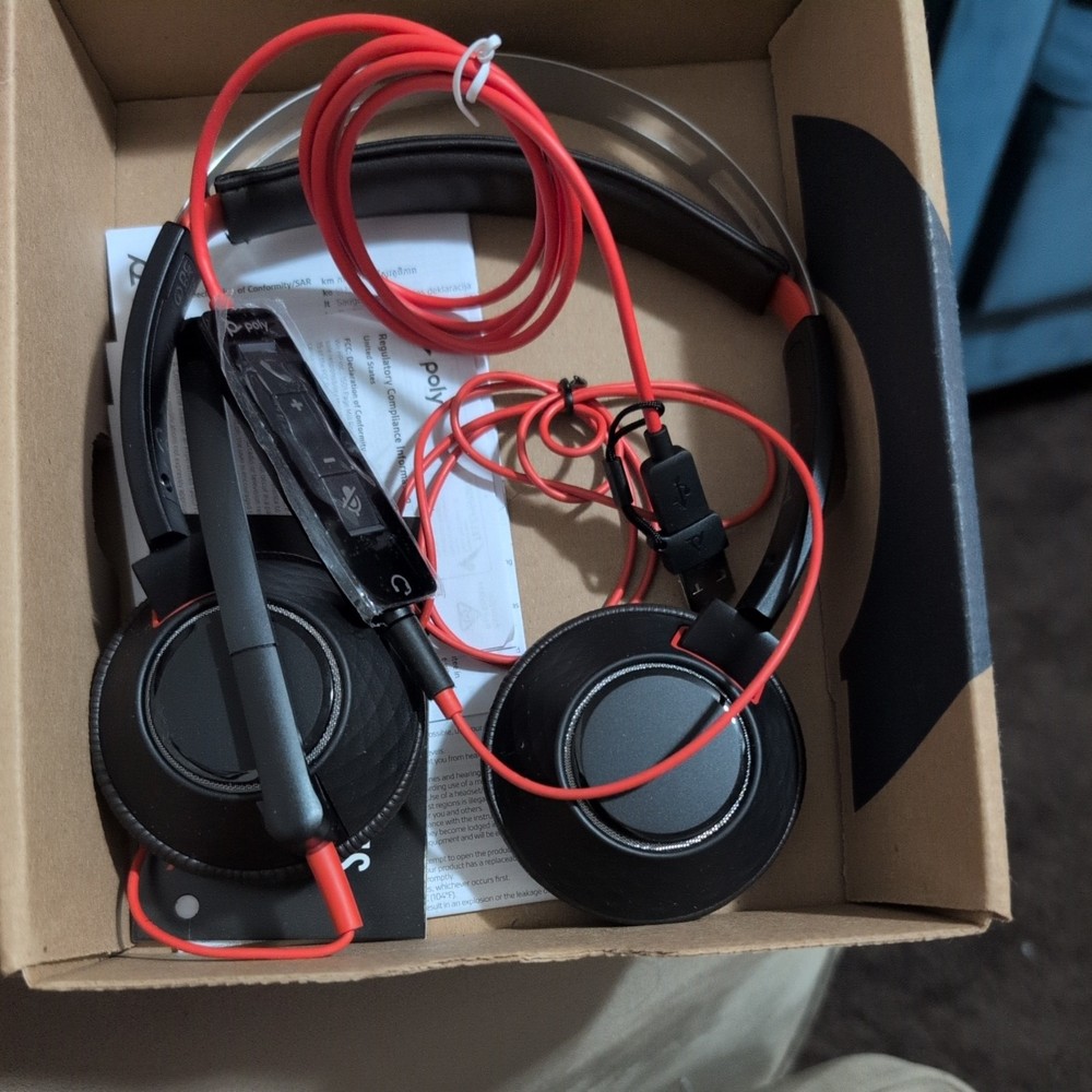 Plantronics Poly Blackwire 5220 Stereo USB-C & 3.5mm Wired Headset With Mic EUC