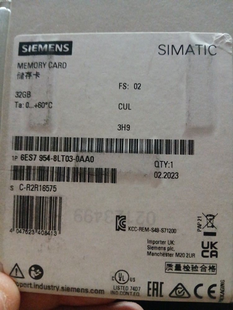 Siemens simatic memory card 6ES7 954-8Lt03-0AA0