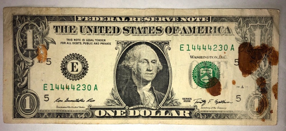 $1 FRN Fancy Serial 14444230 - Quad 4s - error