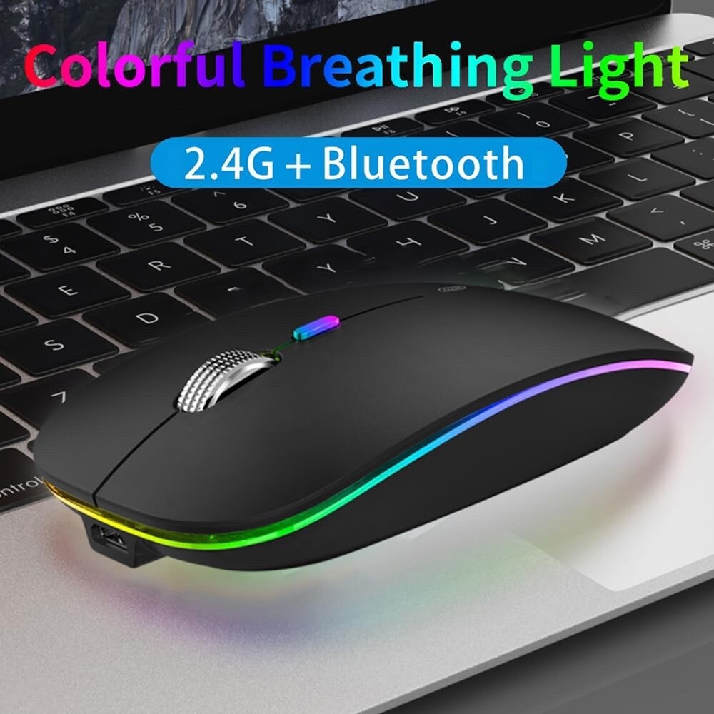 Wireless Bluetooth Mouse, LED Slim (Bluetooth 5.1/5.0 + USB)