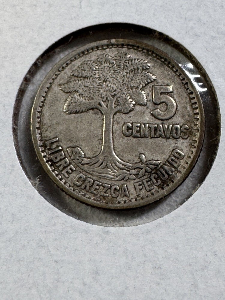 1957 Guatemala 5 Centavos Small Silver Coin