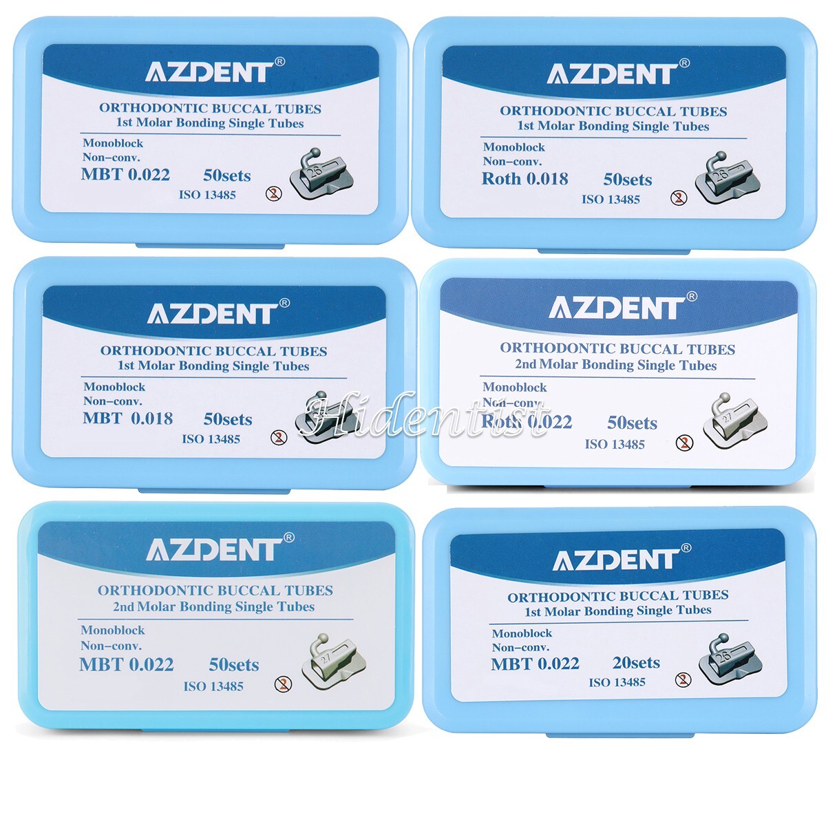 Dental Orthodontic Buccal Tubes 1st 2nd Molar Roth MBT 022 Bondable Tube AZDENT