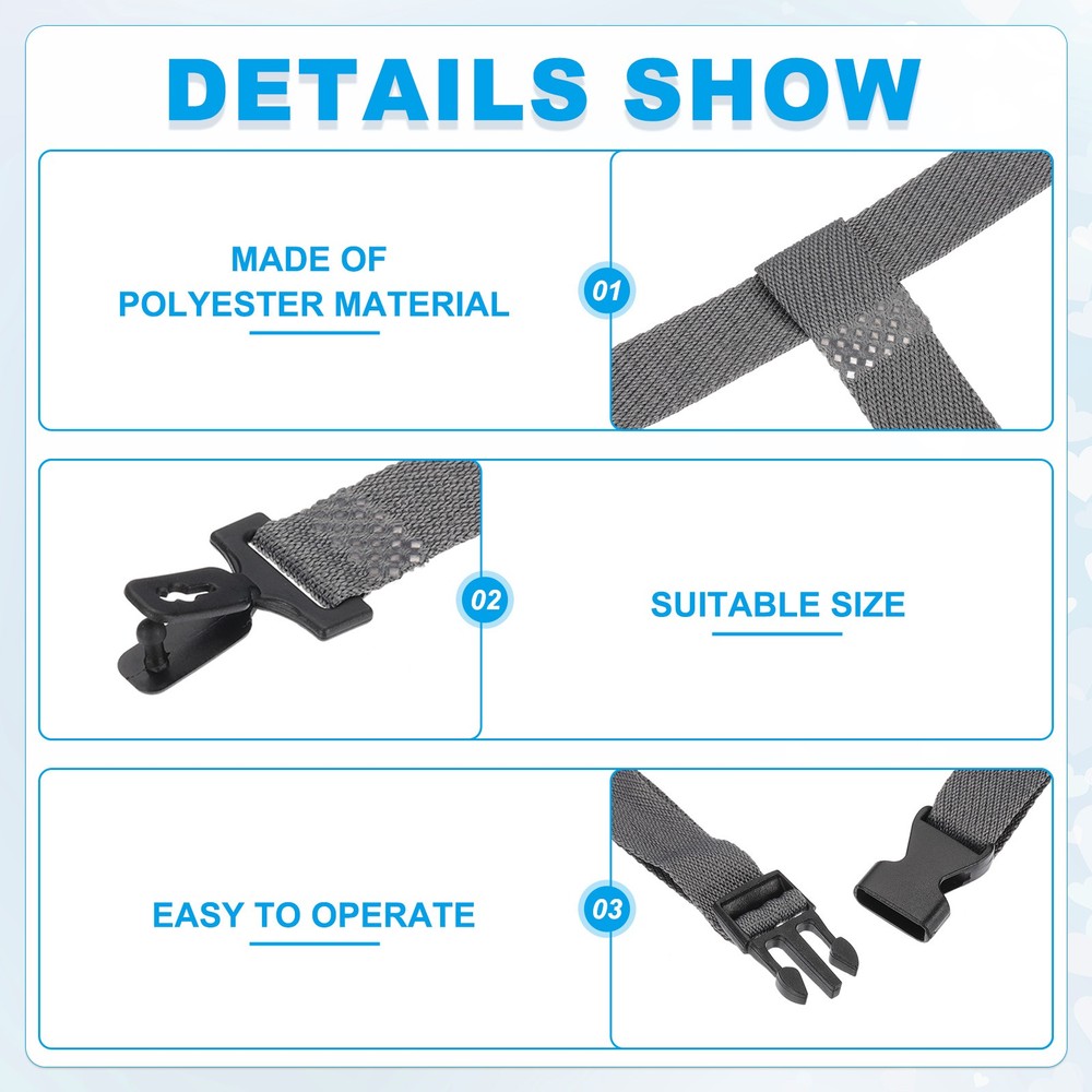 27.5 Inch Hat Chin Strap Helmet Strap Lock Y-Type Grey 2 Pcs