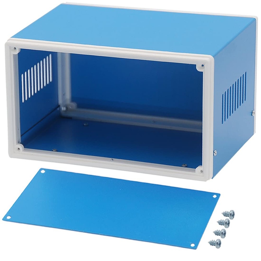 Electronic Enclosures Blue Metal Enclosure Project Case DIY Box Junction Case...