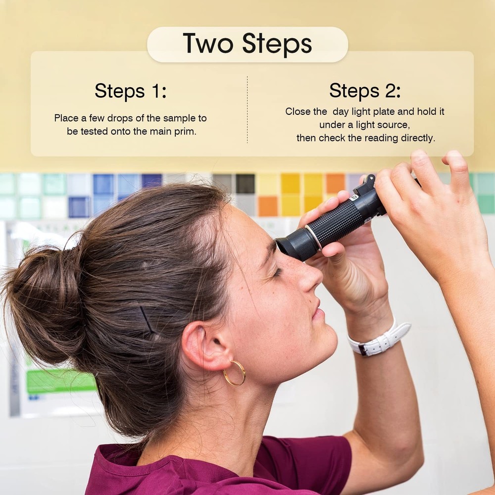 Brix Refractometer with ATC, Handheld Brix Meter Hydrometer 0-32% Portable Su...