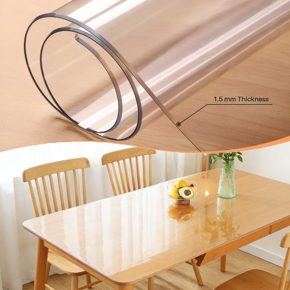 Transparent PVC Tablecloth Clear Waterproof Table Cover Plastic Desk Protector