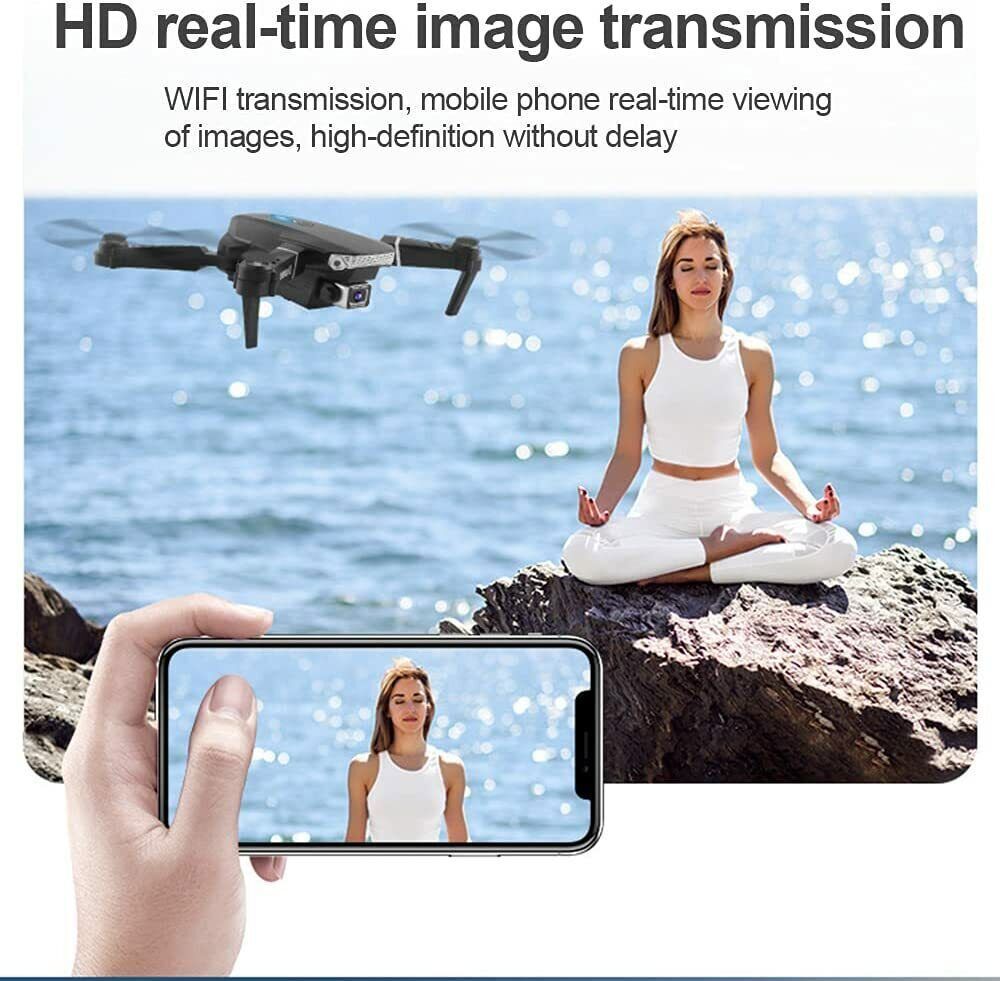 Black Drone with Obstacle Avoidance – 4-Sided Sensors & Dual Batteries