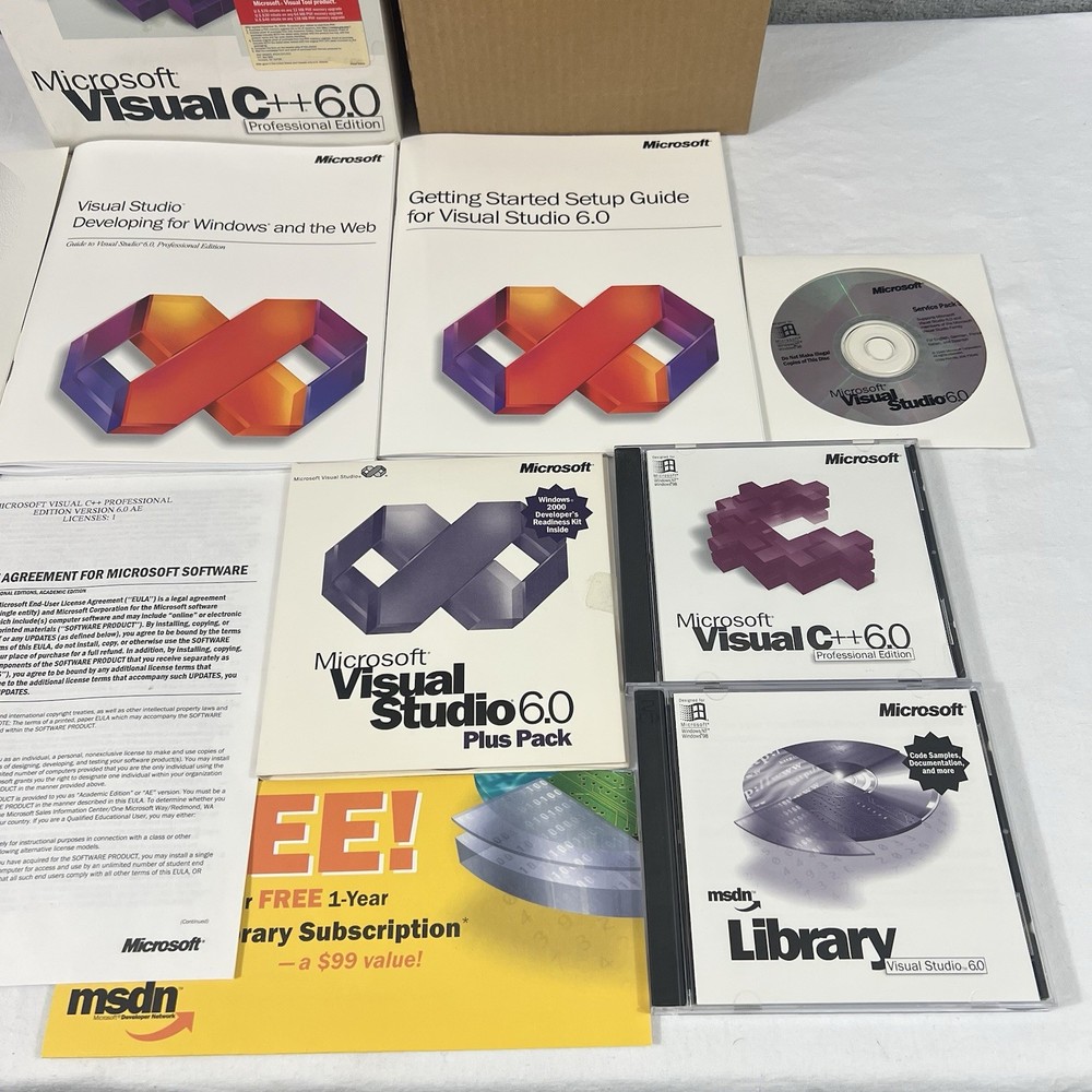 Microsoft Visual C++ 6.0 Professional Edition 048-00318 CLEAN DISC