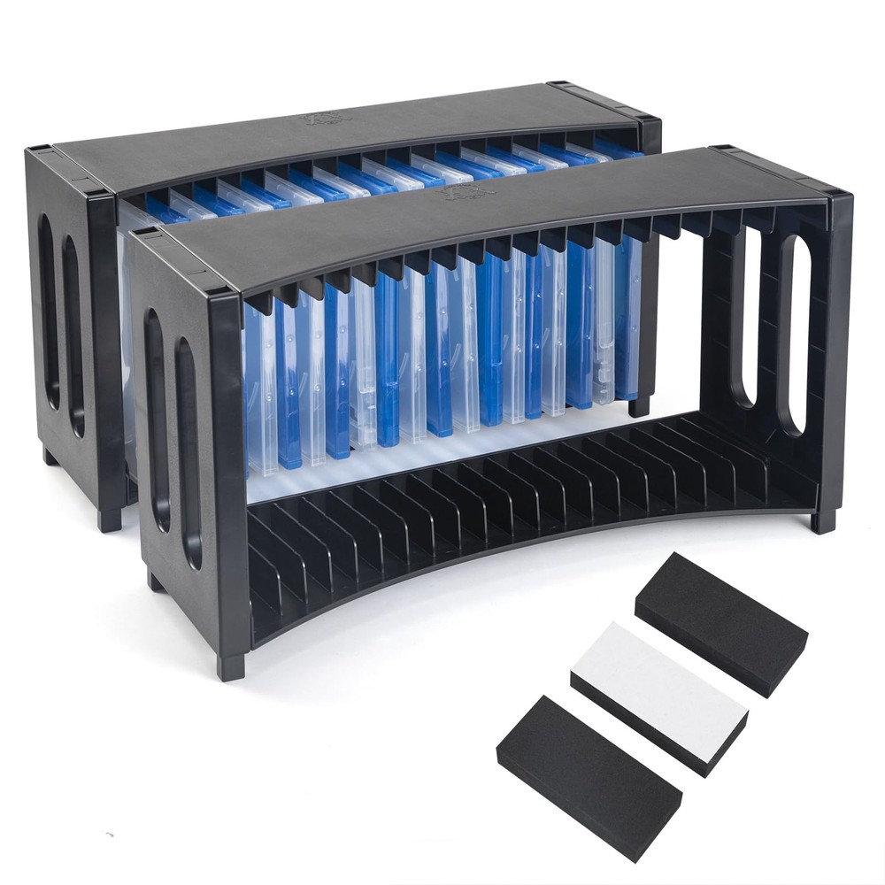 DVD Storage Rack, Upgrade 2 Pack Stackable ABS DVD Storage Organizer Can Hold...
