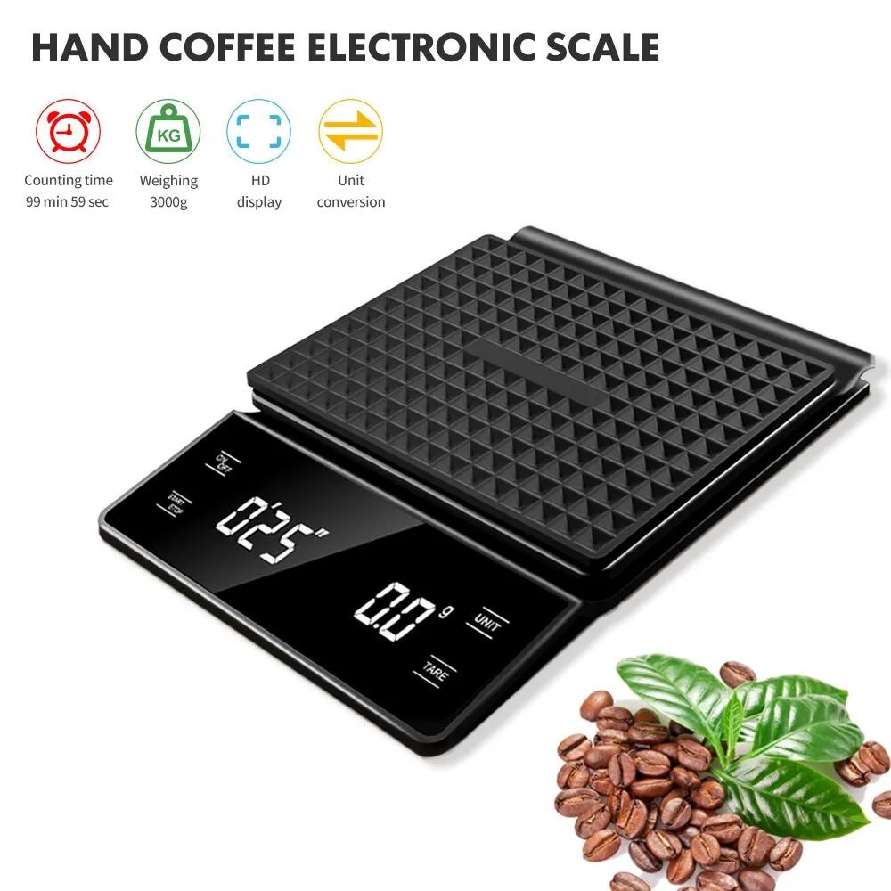 3kg/0.1g Digital Coffee Scale with Timer Kitchen Precision Weighing Scale