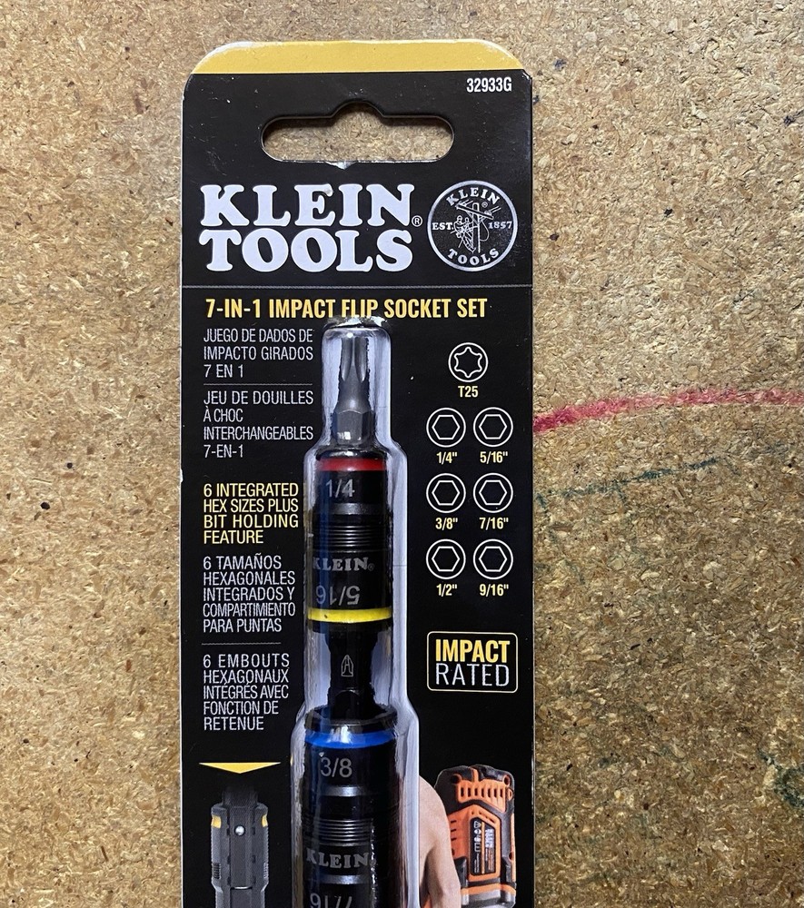 Klein Tools 32933G Magnetic Impact Rated Flip Socket Set 7-In-1