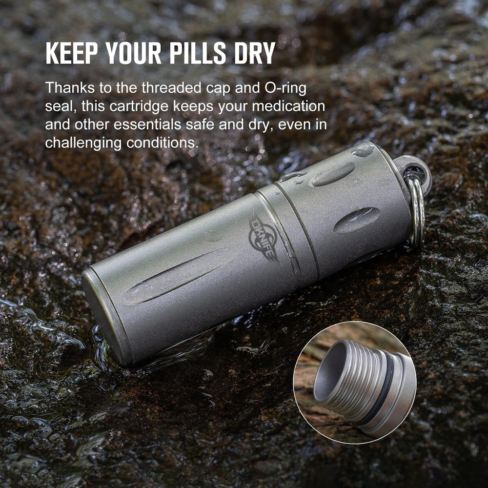 OKNIFE Otacle H1 Mini Keychain Pill Holder, Titanium Container...