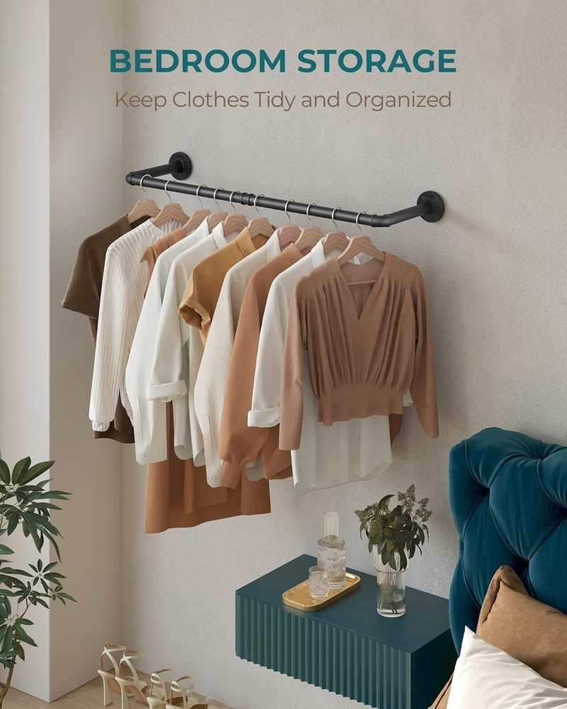 38.4-Inch Industrial Clothes Rack - Sturdy Wall-Mounted Storage Solution