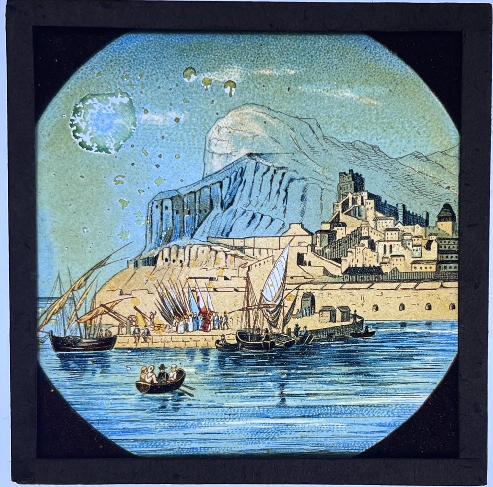 Gibraltar Victorian Hand Painted Magic Lantern Slide (I1)