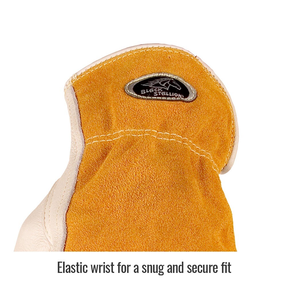Black Stallion Grain Split Cowhide Made With Kevlar Glove Large