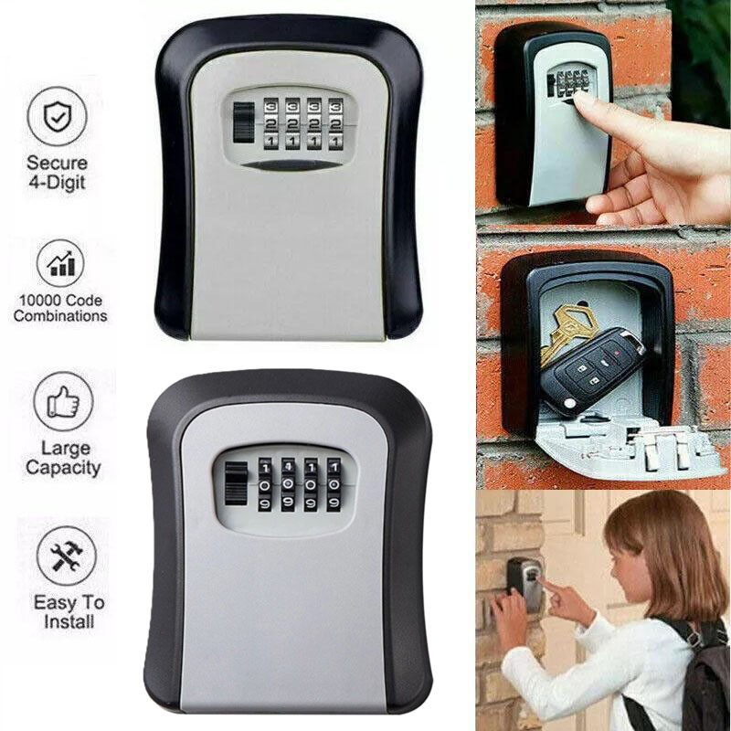 4 Digit Key Safe Box Wall Mounted Outdoor Security Code Lock-Storage Case