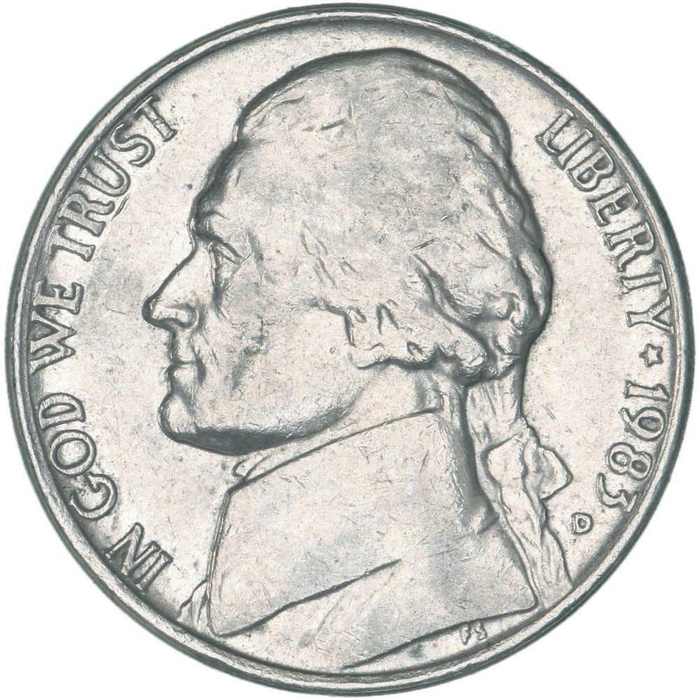 1983 D Jefferson Nickel About Uncirculated AU