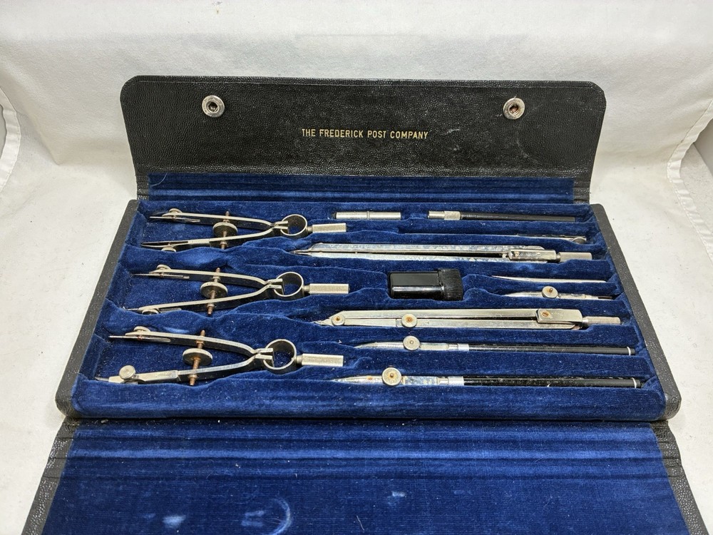 Fredrick Post Draftsmaster 1130C Drafting Compass Set W/Case Germany Complete